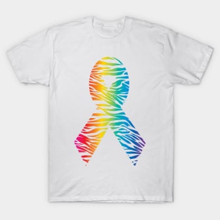 Awareness Ribbon - Rainbow Stripe T-Shirt